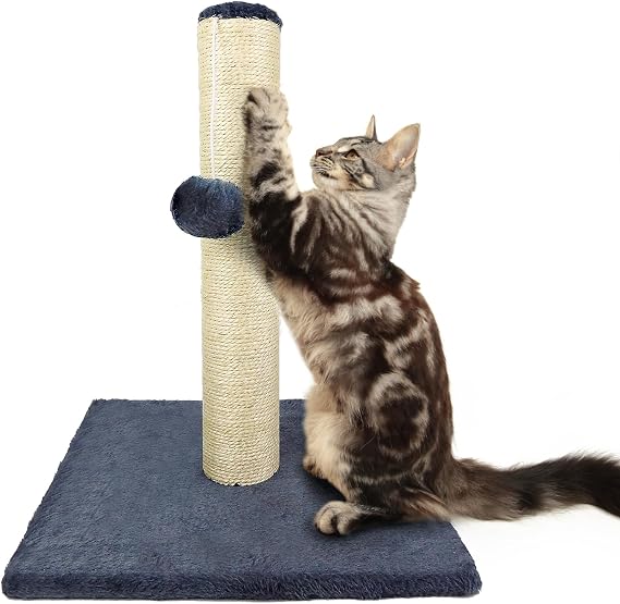 Cat Scratching Post - 40cm Tall Sisal Tree with Hanging Ball for Indoor Cats - Sisal Claw Scratcher Tower for Kittens & Adult Pets - Furniture Protector & Play Toy,Dark Grey