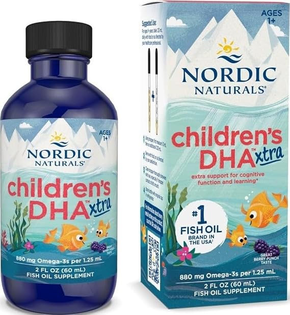 Nordic Naturals Childrens DHA Xtra, Berry Punch - 2 oz for Kids - 880 mg Total Omega-3s with EPA & DHA - Cognitive & Immune Function, Learning, Social Development - Non-GMO - 48 Servings