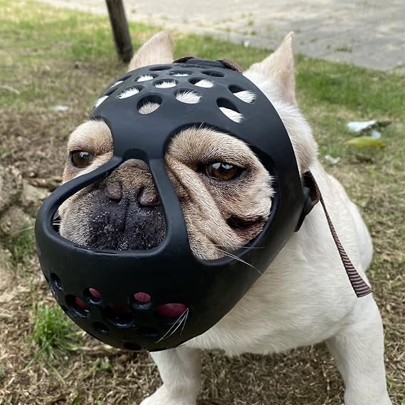 BARKLESS French Bulldog Muzzle, Soft Short Snout Dog Muzzle Stops Biting
