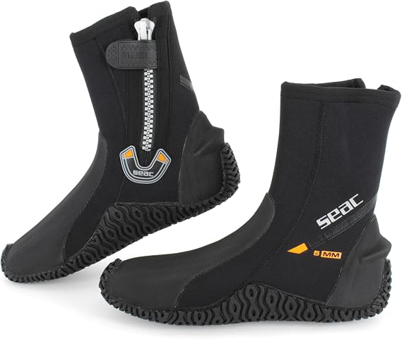 SEAC Basic HD, 3 & 5 mm Neoprene Diving Boots with Side Zip and semi-Rigid Sole