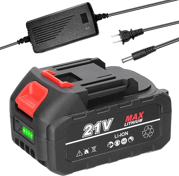 Weytoll 21V Rechargeable Lithium Battery and Battery Adapter Set Electric Power Tool Replacement Battery with Battery Level Indicator Light
