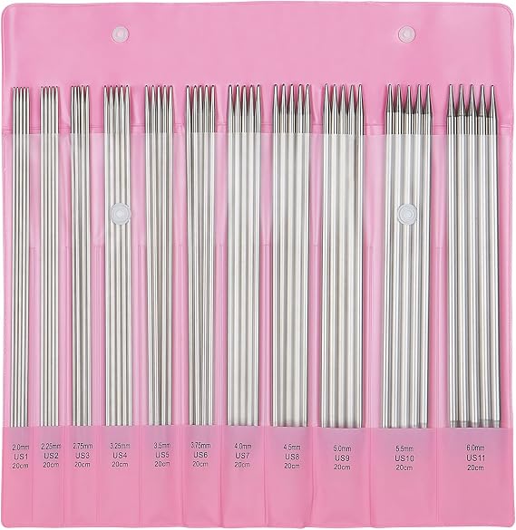 Aeelike Double Pointed Knitting Needles Set, Short Straight Needle, 11 Size