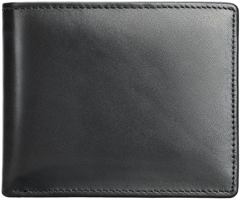 Leather Wallet for Men, Slim RFID Minimalist Credit Card Bifold Wallet with 2 ID Windows, Multicolor- Black, Genuine Leather Wallet