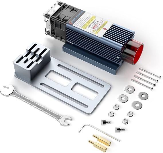 SCULPFUN S9 Laser Module, 5.5W-6W Fixed Focus Laser Module Head Set for Laser Engraver and Cutter with 0.06mm Ultra-Fine Compressed Spot, Eye Protection Cover and 12V/PWM Modulation Board