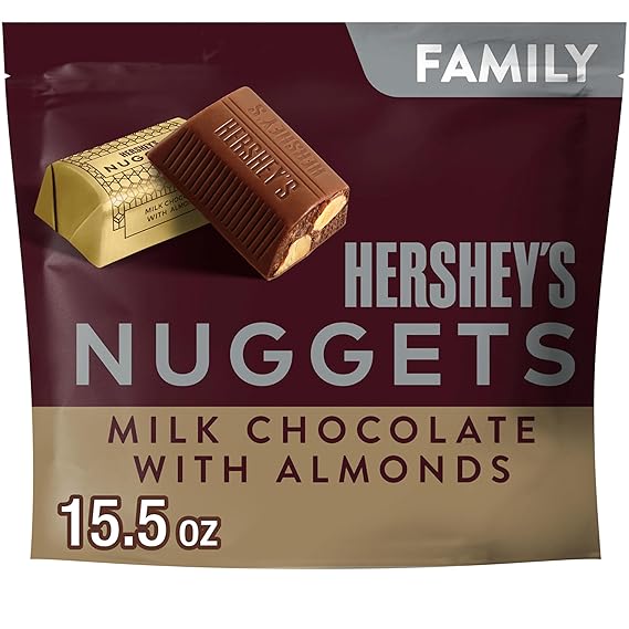 HERSHEY'S NUGGETS Milk Chocolate with Almonds Candy Family Pack, 15.5 oz