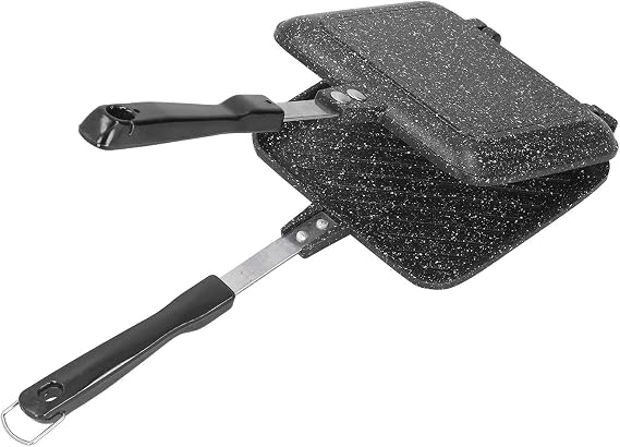 Lazmin112 Nonstick Double Sided Frying Pan, Breakfast Pot Aluminum Alloy Flip Tray Barbecue Plate for Indoor and Outdoor Cooked Chicken Fish