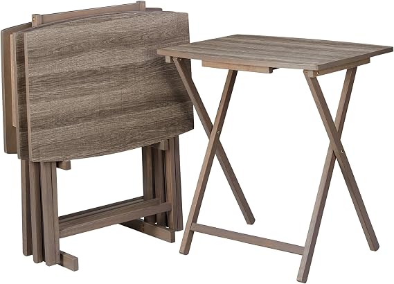 5pc XL Oversized Tray Table Set, Rustic Grey