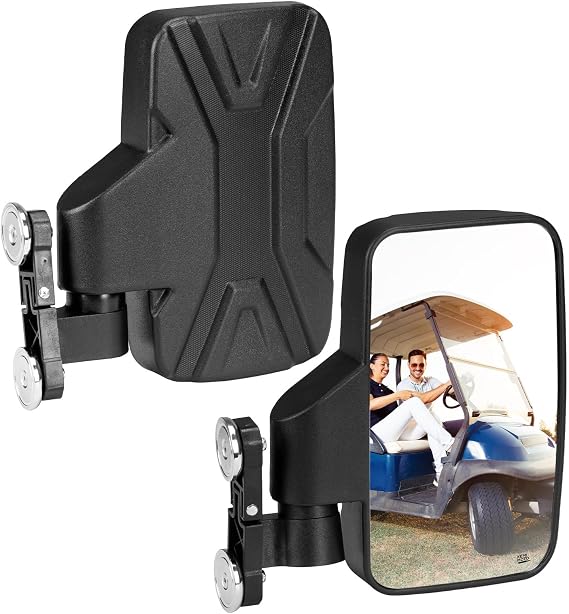 KEMIMOTO Magnetic Golf Cart Side Mirror for Tractors, Forklifts and UTVs | Large Convex Lens, ABS Housing, 180-Degree Folding, 15-Degree Vertical Adjustment, Tool-Free Mount for Metal Surfaces