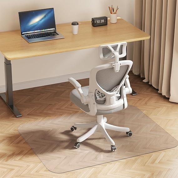 Delamu Office Chair Mat for Hardwood Floor, 30"48" Chair Floor Protectors | PVC Floor Protector for Rolling Chairs, Smooth Sliding, Anti-Scratch, Waterproof and Easy to Clean