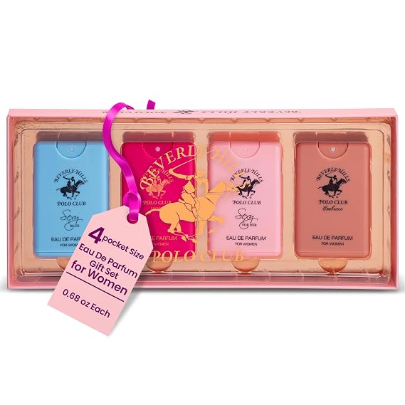Beverly Hills Polo Club Women's Perfume Gift Set - 4 Piece Pocket Size Eau De Parfum Collection - Long-Lasting Scents for Her
