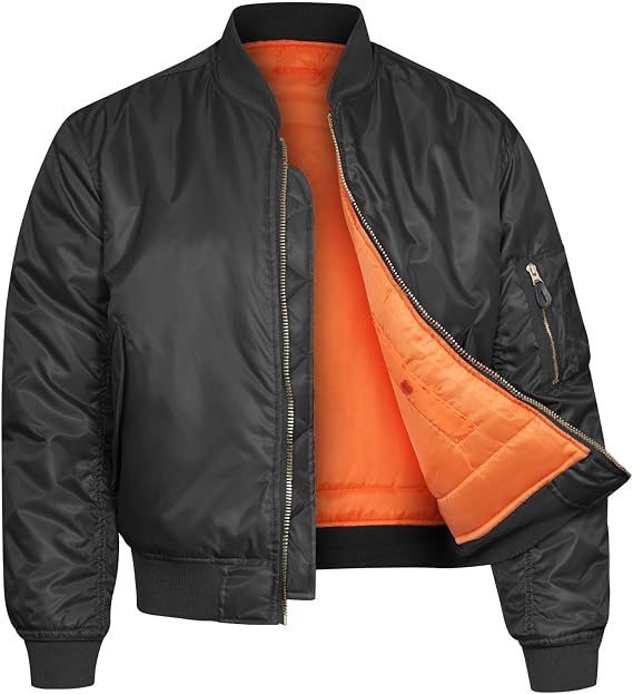 Bomber Jacket MA1 Classic US Air Force Pilot Flight Military Style Nylon Cotton Army Camo Padded Coat
