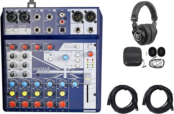 Soundcraft Notepad-8FX 8-Channel Mixer w/USB+Effects+(2) Cables+Headphones