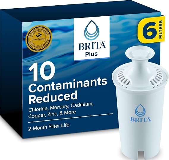 Brita Plus Replacement Water Filter, For Pitchers and Dispensers, 6 Pack