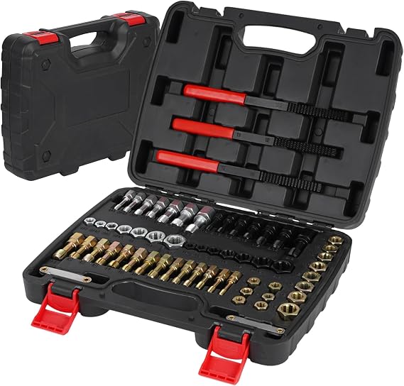 61Pcs Thread Restorer Kit, Rethread Repair Tool, UNC, UNF & MetricThread Chaser Set with Thread Pitch Gauge, Repair or Reshape Damaged Threads on Bolts, Screws, or Nuts