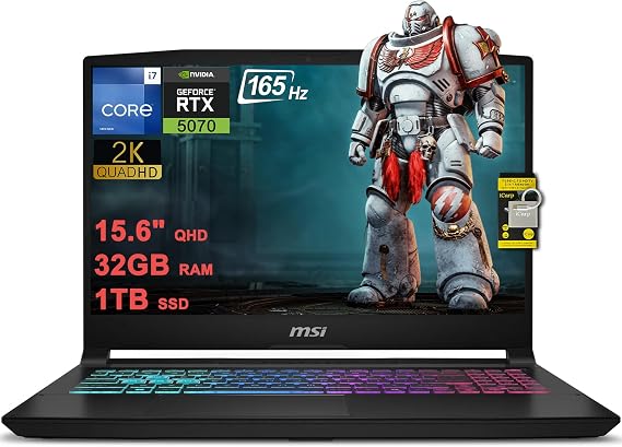 msi Katana 15 HX Gaming Laptop 15.6" QHD IPS 165Hz (100% DCI-P3) Intel 16-core i7-14650HX (Beats i9-12900H) 32GB RAM 1TB SSD GeForce RTX 5070 DLSS4 (Up to 798 AI Tops) RGB Backlit Type-C Win11 ICP Acc