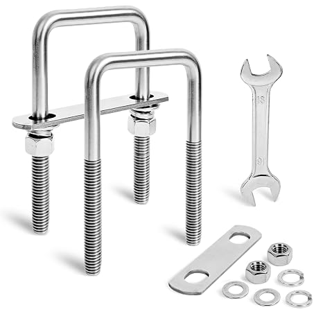 2 Sets Square u Bolts 2 inch Wide,M12 Thread,2-1/16" W x 4-1/2" L