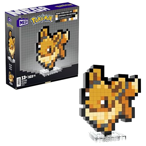 MEGA Pokemon Eevee 323 Piece Building Set Containing 1 Pixelated Retro Figure for Wall