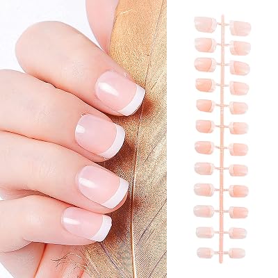 120 Pcs Short Press on Nails French False Nails Natural Solid Color Full Cover Fake Nails Artificial Acrylic Nails for DIY Nail Art Salon Women Girls