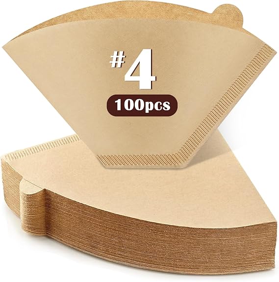100 Count #4 Cone Coffee Filters 8-12 Cup, Natural Coffee Filters