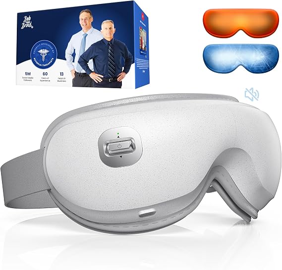 BOB AND BRAD Zero Pro Ultra-Quiet Eye Massager with Heat and Cooling, FSA Eligible HSA Lightweight Eye Massager with Scroll Button for Headache Migraine Dry Eyes Relief, Ideal Fathers Day Dad Gifts