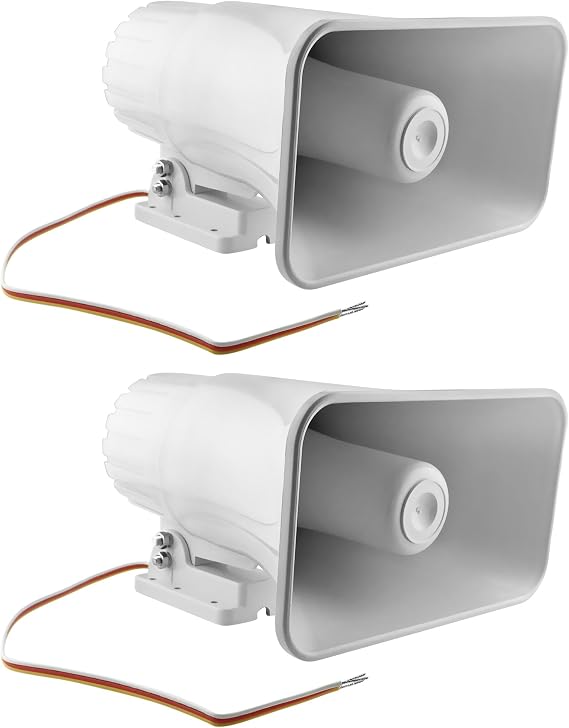 Epsilont 30 Watt Siren Dual Tone Indoor/Outdoor Siren SD-30W 6-12VDC 1.1Ah 120db 8 X 5.5 X 9 Inch (2 Pack, White)
