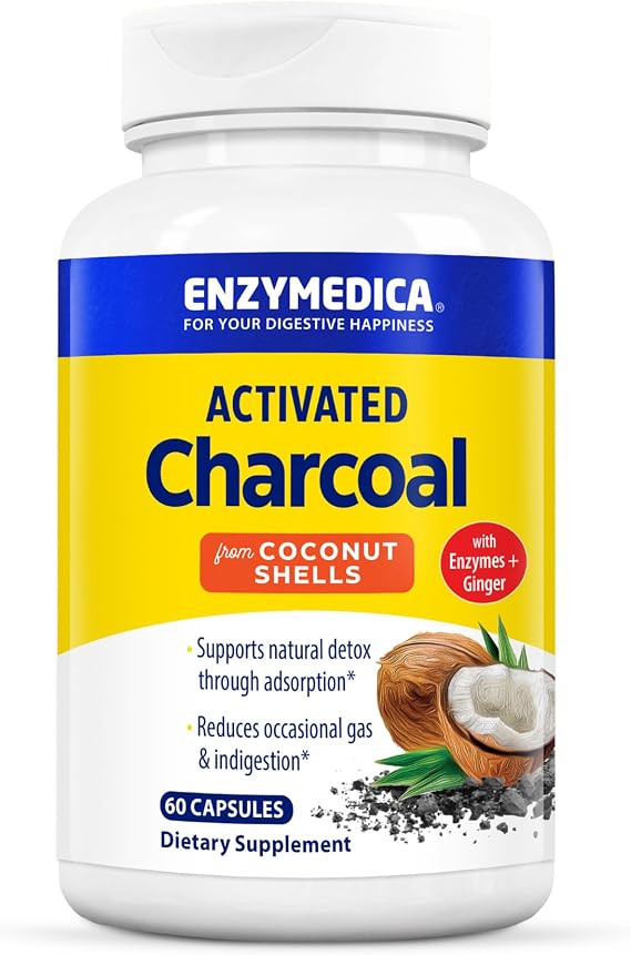Enzymedica Activated Charcoal from Coconut Shells - 60 Capsules