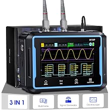 3 in 1 Handheld Oscilloscope/DDS Signal Generator/19999 Counts Multimeter, 2CH Portable Oscilloscope with 4.3 inch Touch Screen, 50Mhz Bandwidth, 250MS/s Sampling Rate, Auto/Nomal/Single Trigger