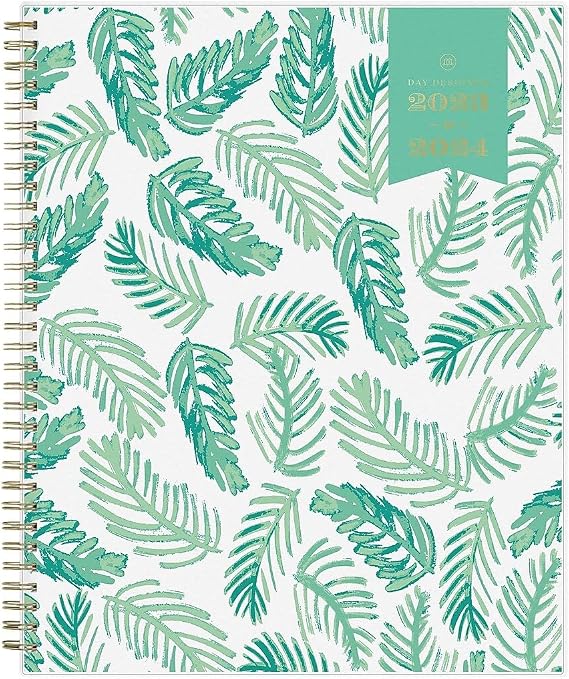 Blue Sky Day Designer for 2023-2024 Academic Year Weekly and Monthly Planner, 8.5' x 11', Frosted Flexible Cover, Wirebound, Palms (137891-A24)