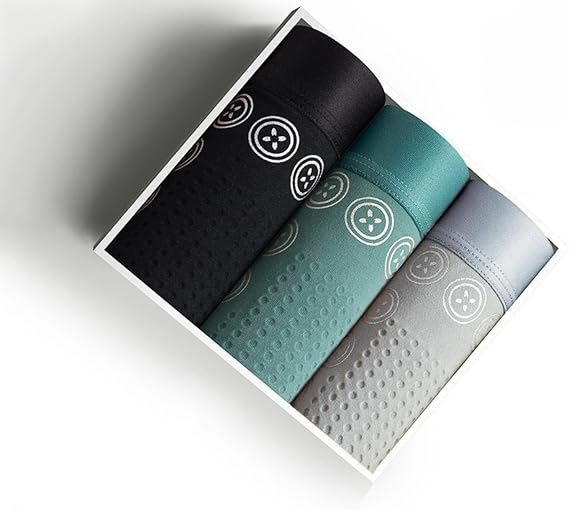 Men's 3-Pack Breathable Boxer Briefs Seamless High Elasticity Cool Touch 3D Dot Design