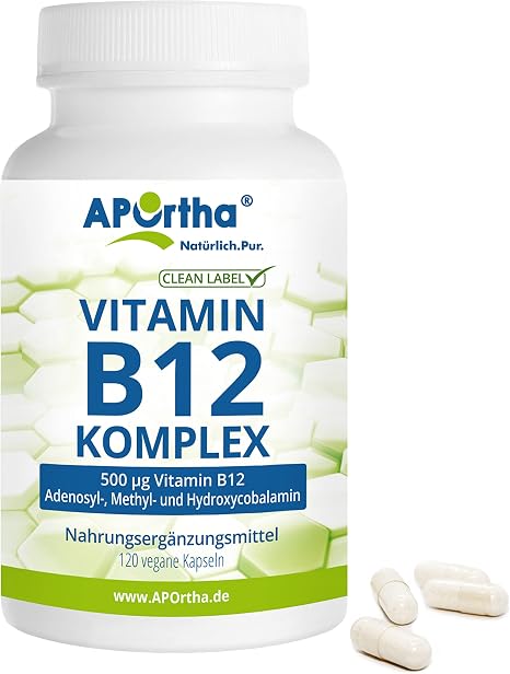 APOrtha Vitamin B12 Complex 120 Vegan Capsules 500 μg Bioactive Vitamin