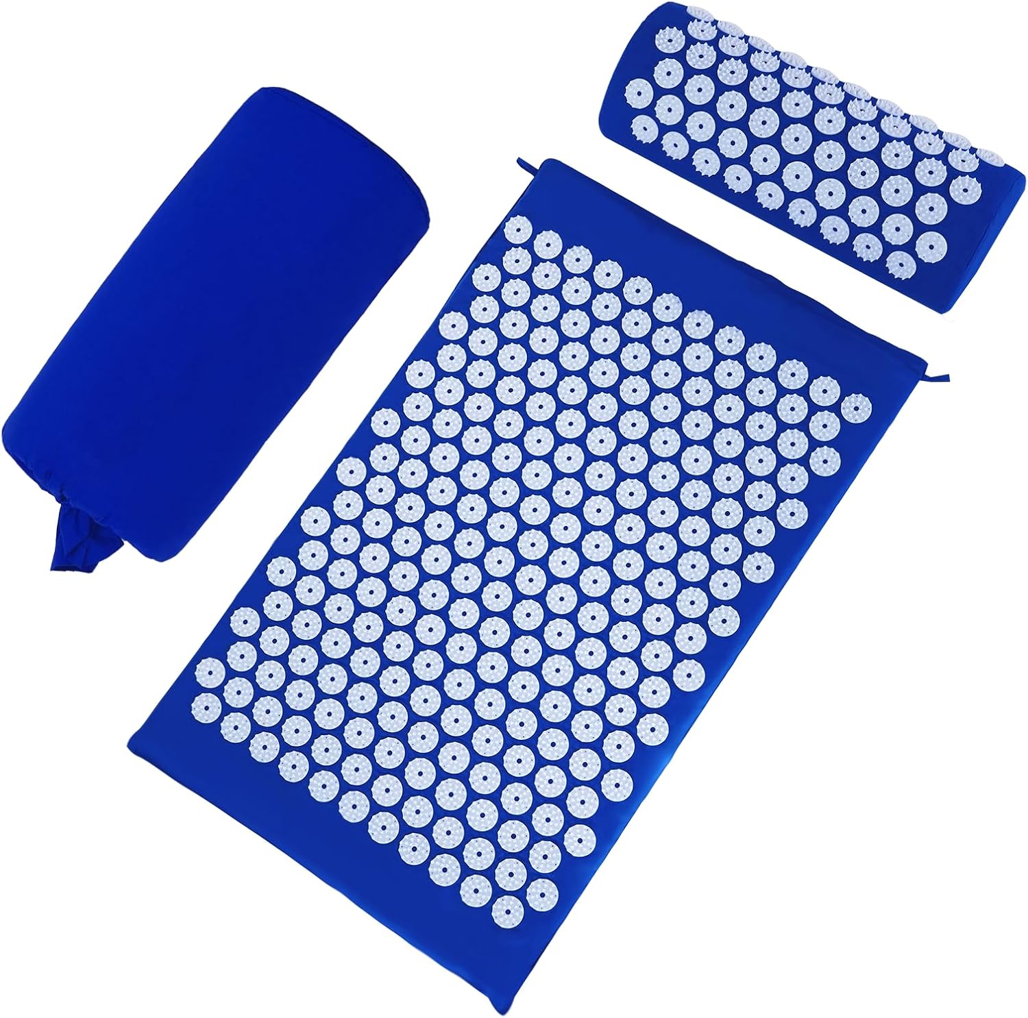 Acupressure Mat Set, Acupuncture Point Massage Pillow, Relieving Back and Neck Pain, Muscle Relaxation and Stress Reduction, Sciatica Relief, Suitable for Men and Women, Carry a Handbag, Blue White
