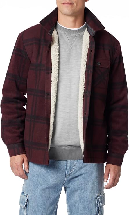 UNIONBAY mens Woodsman Microfleece Lined Flannel Shirt Jacket