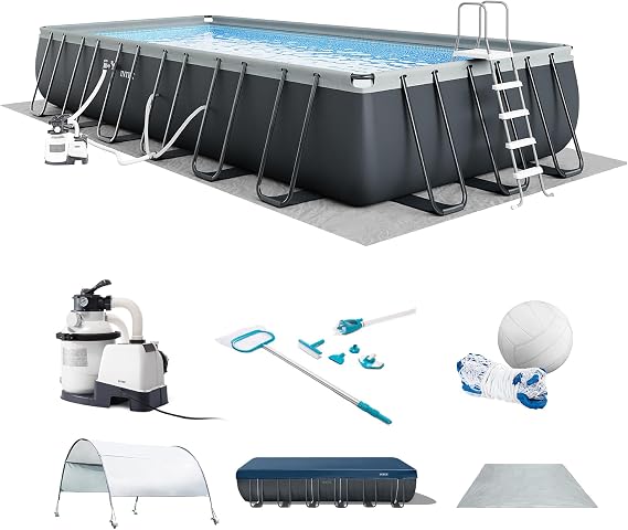 INTEX Ultra XTR 24ft x 12ft x 52in Above Ground Swimming Pool Set Bundle