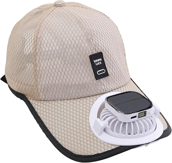OhMill Mesh Solar Fan Baseball Cap for Summer Outdoor | Lightweight Breathable Mesh Cap With Solar Fan Supports Solar & USB Charging, Ideal For Summer Outdoor Activities