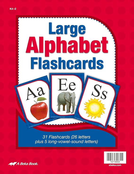 Large Alphabet Flashcards - Abeka Kindergarten 1st and 2nd Grade 1, 2 Letter Recognition Reading Program Large Letter Cards