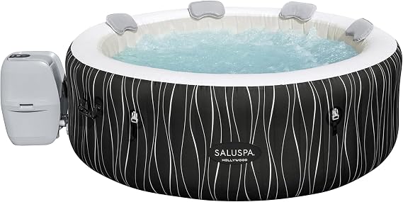 Bestway SaluSpa Hollywood Luxe 4 to 6 Person Inflatable Hot Tub, Round Energy-Efficient Portable Outdoor Spa with 140 AirJets, 77" x 26"