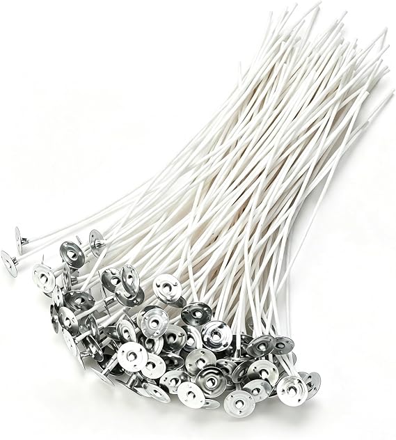 100 Piece Pre-Waxed Cotton Wick, 6 Inch with Tabs for DIY Candle Making