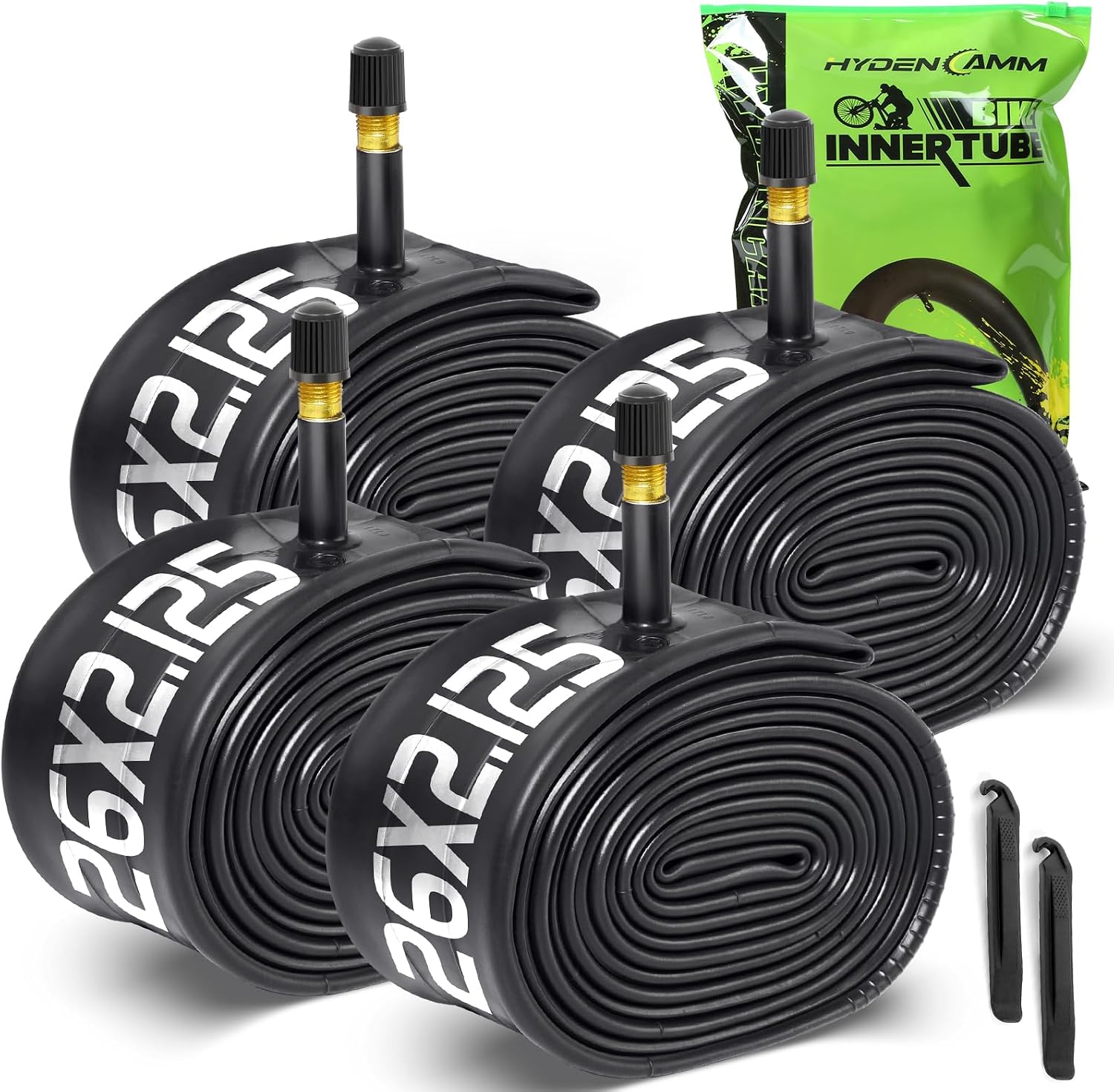 24 Pack 2026x2.1252.40 Bike Tube, 2026x2.125 Bike Inner Tube with 35mm AV Schrader Valve, Butyl 2026x2.40 Tube with 2 Tire Levers, 2026x2.1252.202.252.302.352.40 for MTBCity Bike