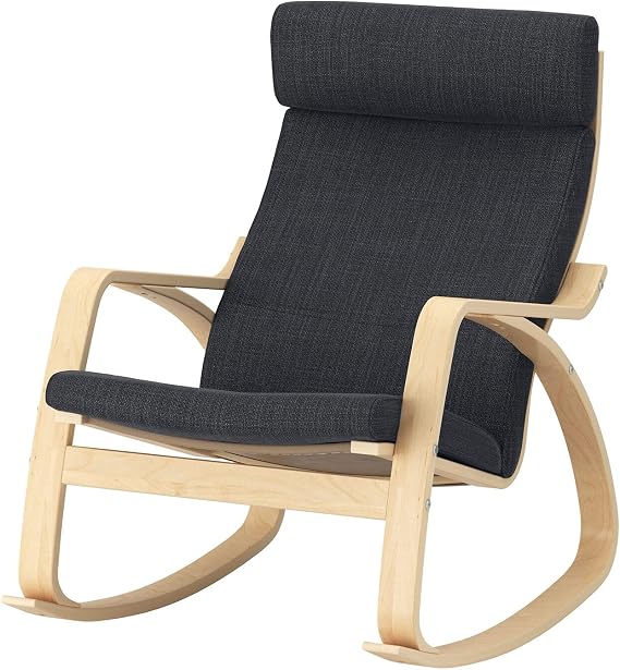 IKEA ' Poang Chair Armchair with Cushion, Cover and Frame (Birch Veneer, Hillared Anthracite)
