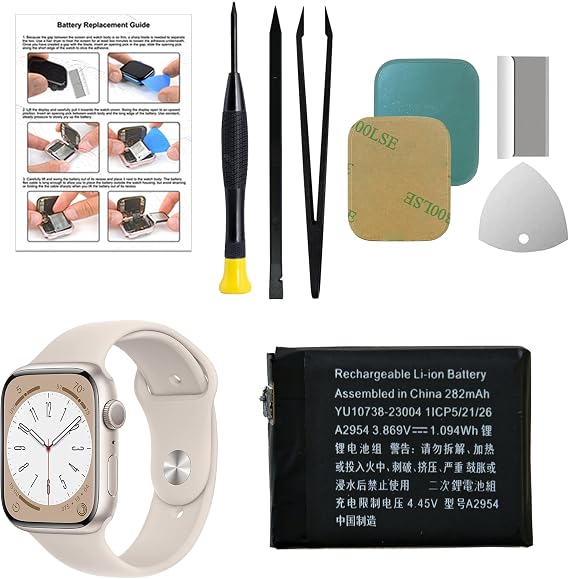 New Battery Replacement A2954 Compatible with Apple Watch Series 9th 41mm, with Instruction & Tools