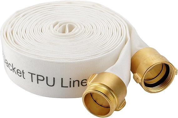 Fire Hose, 2-1/2" ID X 50 FT, Single Jacket TPU, NST/NH Brass Couplings