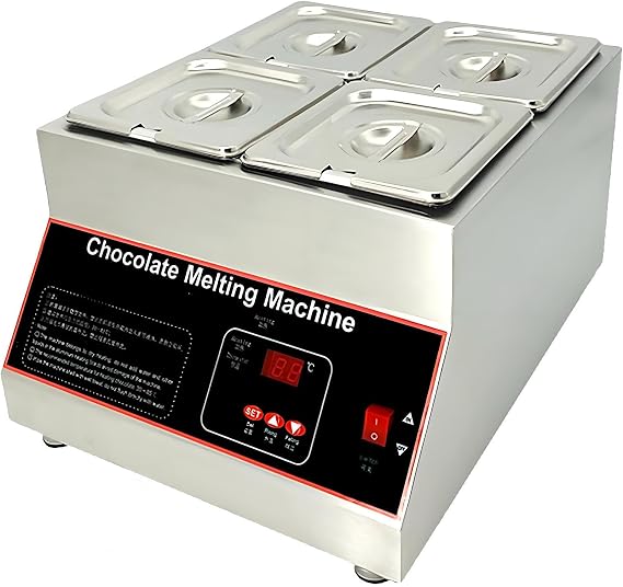 Chocolate Tempering Machine,500W 12kg/26.5lbs Stainless Steel Commercial Chocolate Melter, catering Restaurant,Canteen, 32-203°F 4tank