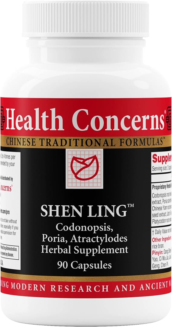 Health Concerns Shen Ling Digestive Support & Upset Stomach Relief Supplement Bloating, Diarrhea & Loose Stool Relief Traditional Chinese Medicine Herbal Formula 90 Capsules