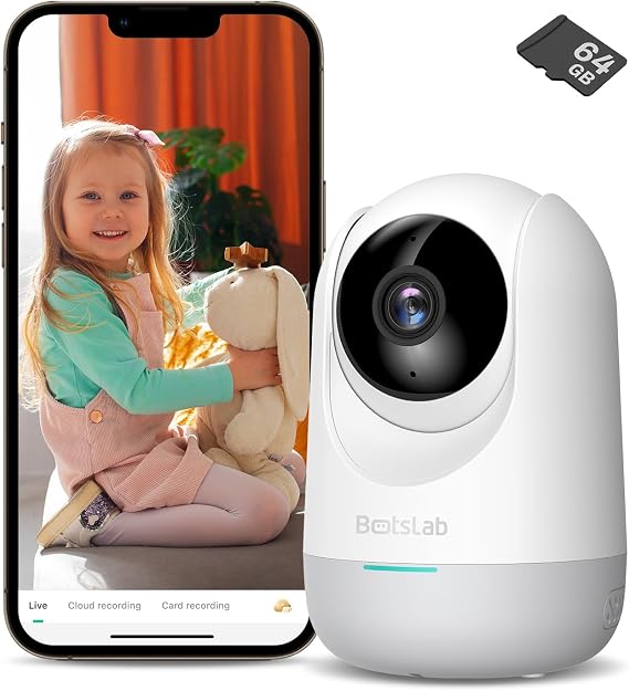 Botslab C211 2K Pro WiFi 360° Akıllı Güvenlik Kamerası İç Mekan IP Kamera Bebek Monitörü Evcil Hayvan Kamerası Hareket Algılama İnsan Takibi İki Yönlü Ses Gece Görüşü