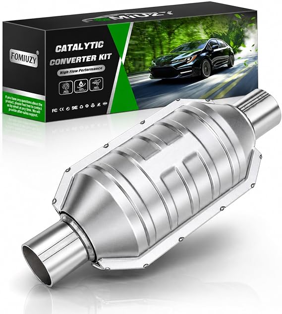 2 Inch 2" Inlet/Outlet Catalytic Converter Universal High Flow Front Cat Convertor Direct-Fit with O2 Port & Heat Shield