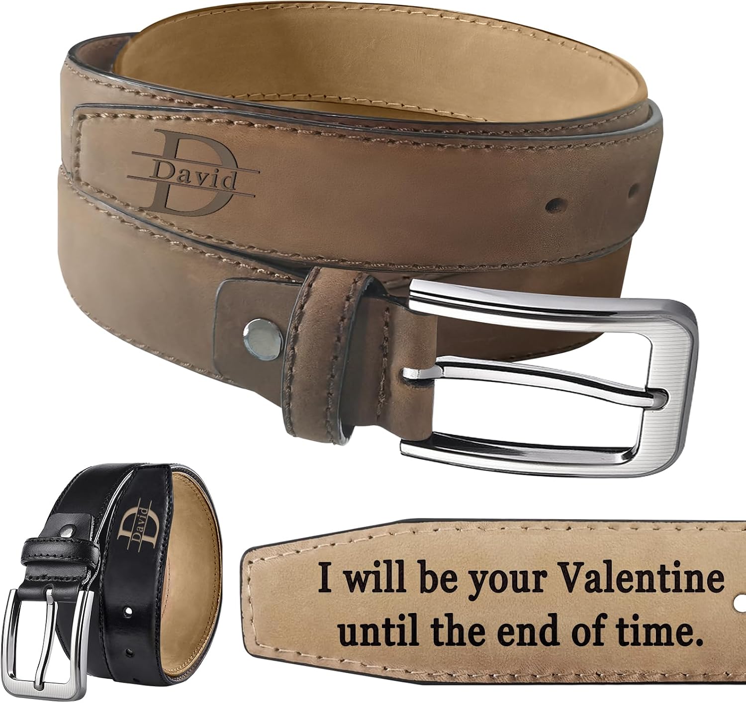 Personalized Belts for Men Custom Leather Belts Engraved Name for Husband Boyfriend