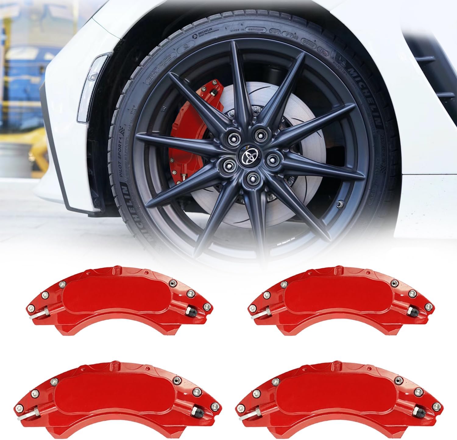 Caliper Cover Compatible with Toyota 86 "ZN6" / Subaru BRZ ZC6, Aluminum Brake Caliper Cover, Front and Rear Wheels, 4 Piece Set, Heat Resistant, 2012-2019, Exterior Parts, Custom Designed for Toyota 86 Subaru BRZ 2012-2019 Red