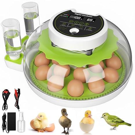 Egg Incubators for Hatching Eggs with Temperature Control and Humidity Display Poultry Egg Incubator with Automatic Egg Turning and Egg Candler for Chicken Duck Goose & Quai