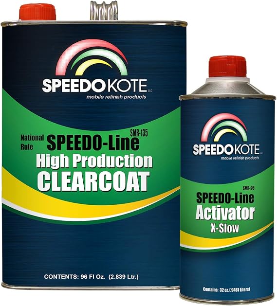 Speedokote SMR-135/95 Very Fast Dry 2K Urethane Clear Coat, 3:1 mix Gallon Clearcoat Kit with X-tra slow activator. For California, Delaware, or Maryland, order SS-1210.