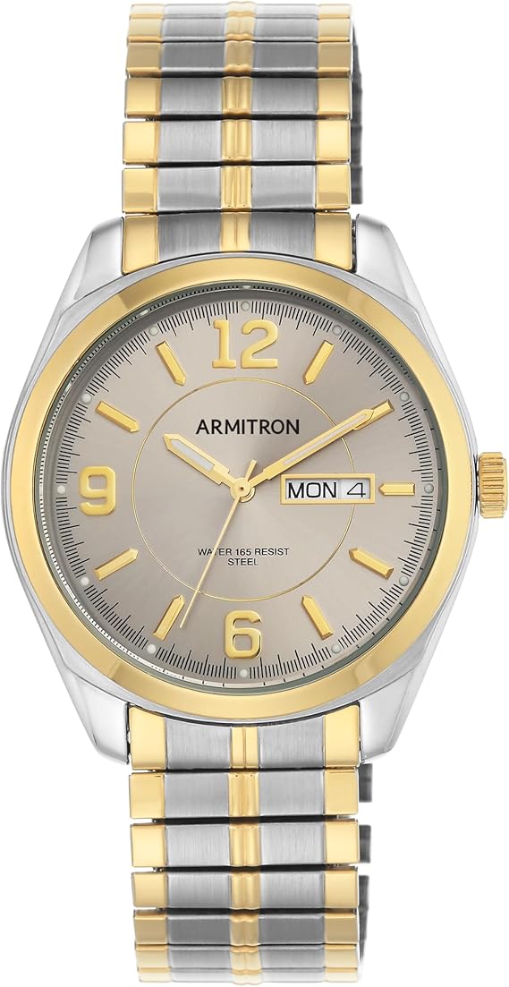 Armitron Men's Day/Date Easy to Read Metal Expansion Bracelet Watch, 20/4591
